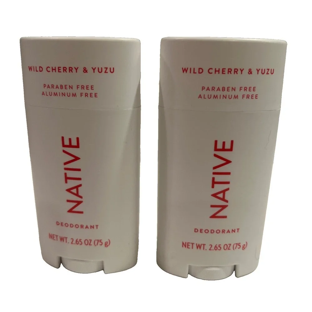 2 x Native Wild Cherry & Yuzu Deodorant Paraben Aluminum Free 2.65oz New